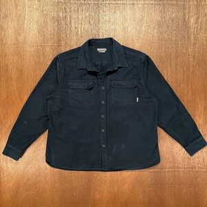 Eddie Bauer Dark Navy Cotton Flannel Button Down Shirt Large 1624871